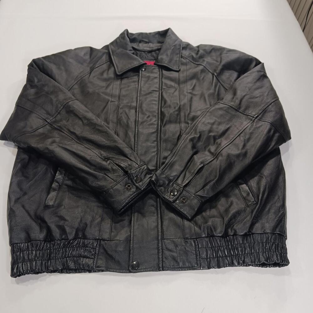 Vintage Hind Men's Black Motorcycle Jacket Genuine Leather Heavyweight Lined XL